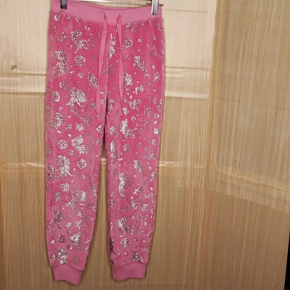 Justice Girls Pink Soft Fuzzy Mermaid Joggers 10